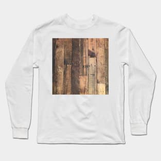 primitive farmhouse western country hickory brown barn wood Long Sleeve T-Shirt